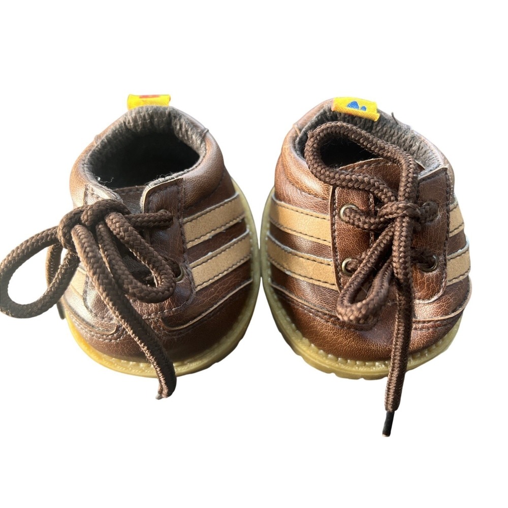 Build-A-Bear Workshop Plush Shoes Brown Faux Leather Striped Sneakers Accessory